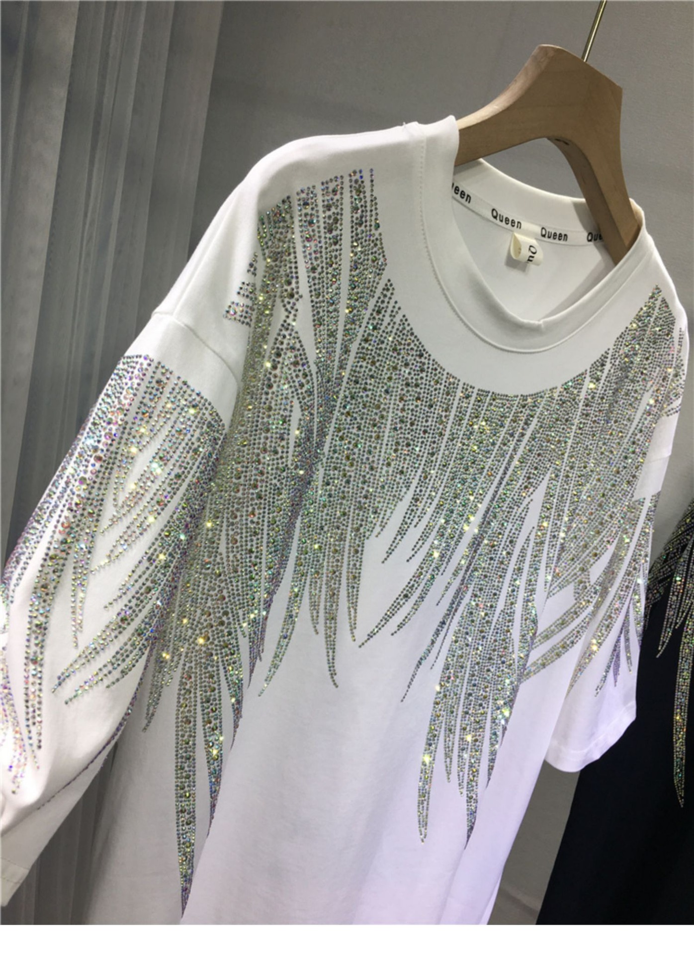 Personalised Rhinestone T Shirts Women'S Graphic 300gsm Cotton Short Sleeves
