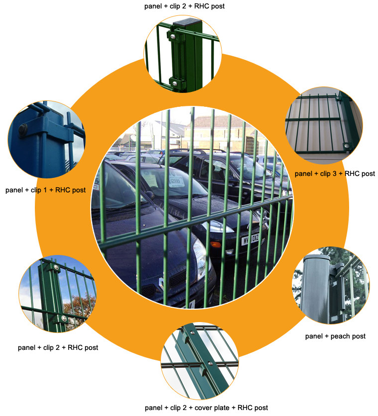 8/6/8mm 60*60*2.0mm Post Durable Double Loop Wire Fence For Home / Park