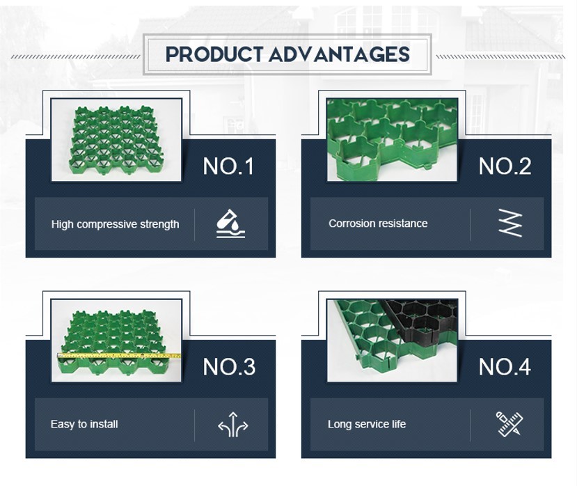 Permeable HDPE Plastic Grass Gravel Grid Paving Environmental Protection
