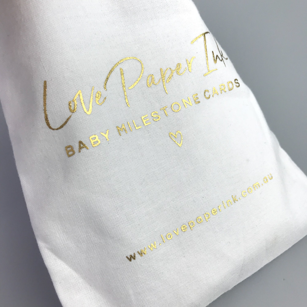 Gold Foil Logo Cards Packing 6oz Cotton Drawstring Bag