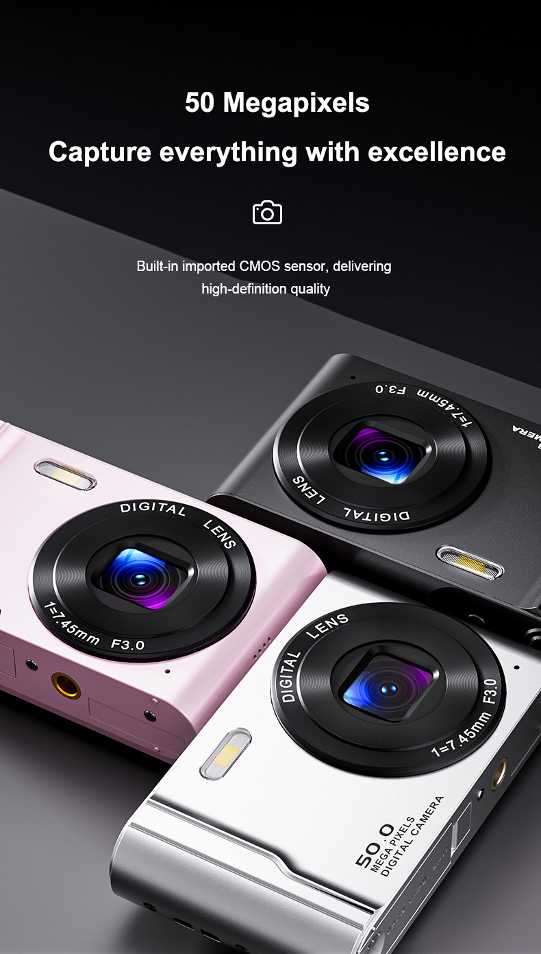 48MP Full HD Digital Video Camera Built-in Fill Light for Low Light Settings 32GB Storage Capacity