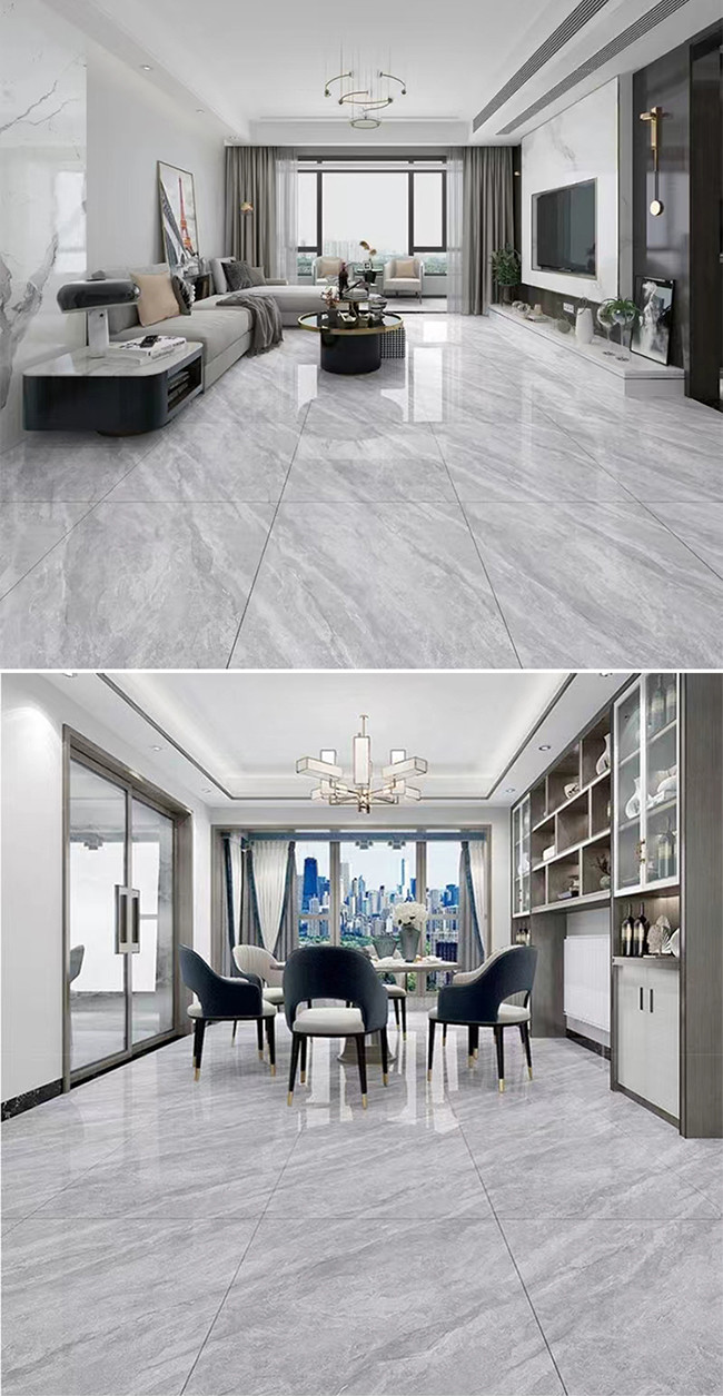 Gray Marble Polished Porcelain Tile High Glossy for Interior Living Room Kitchen