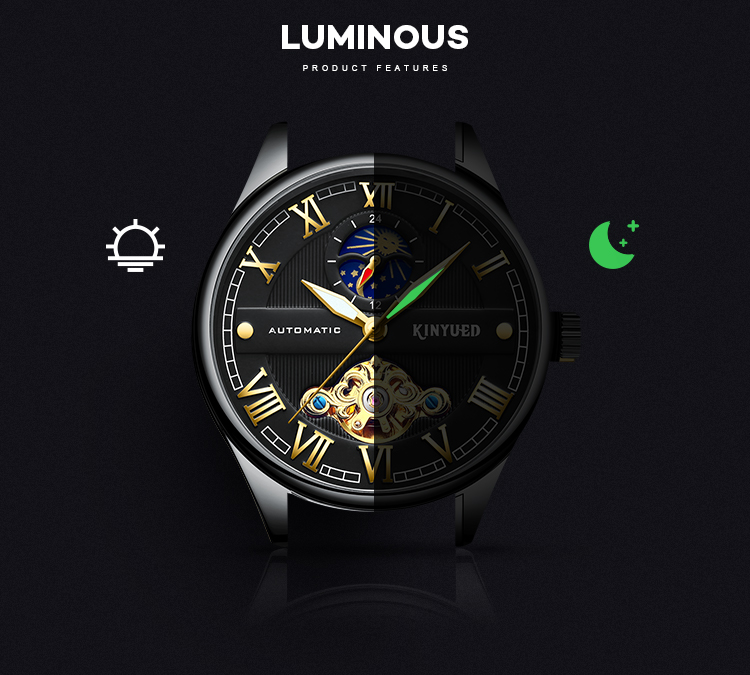 Luminous Tourbillon Skeleton Watch Metal Case Minimalist Mechanical Watch