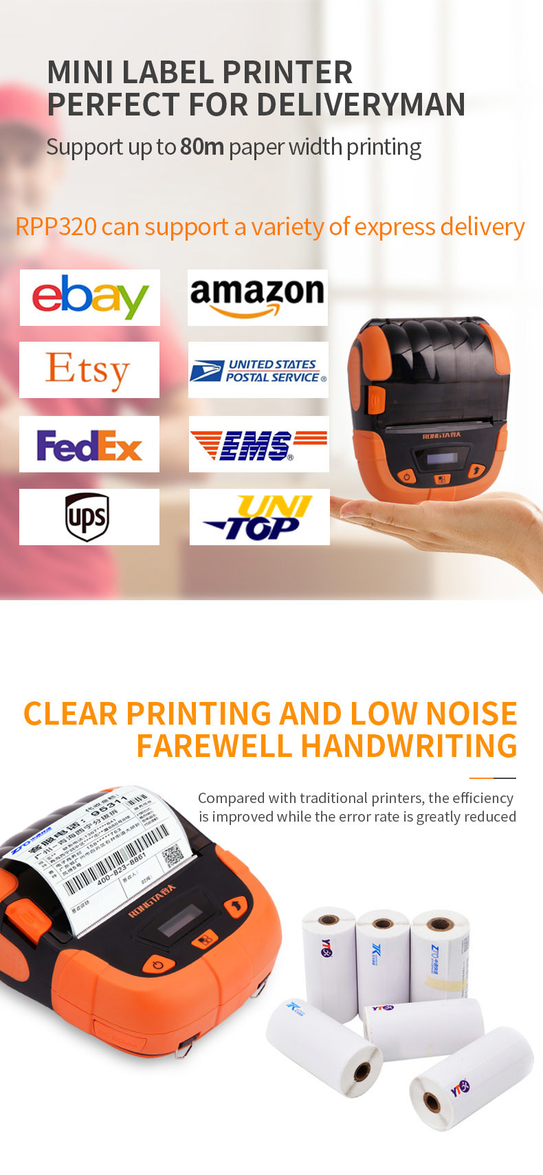 Barway Mini 80mm Bluetooth Thermal Printer USB WiFi Barcode Reader