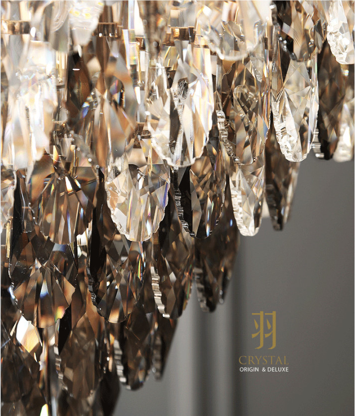 Smoky Diamond Shaped Crystal Chandelier Ceiling Light E14 High Brightness