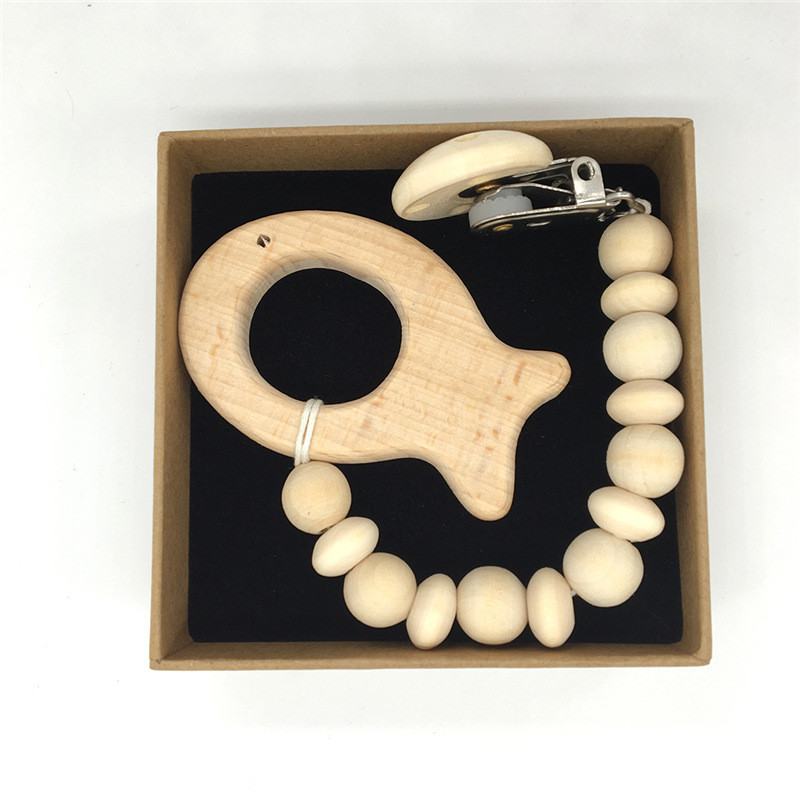Animal Organic 5pcs Wooden Silicone Teether Wooden Baby Teething Toys