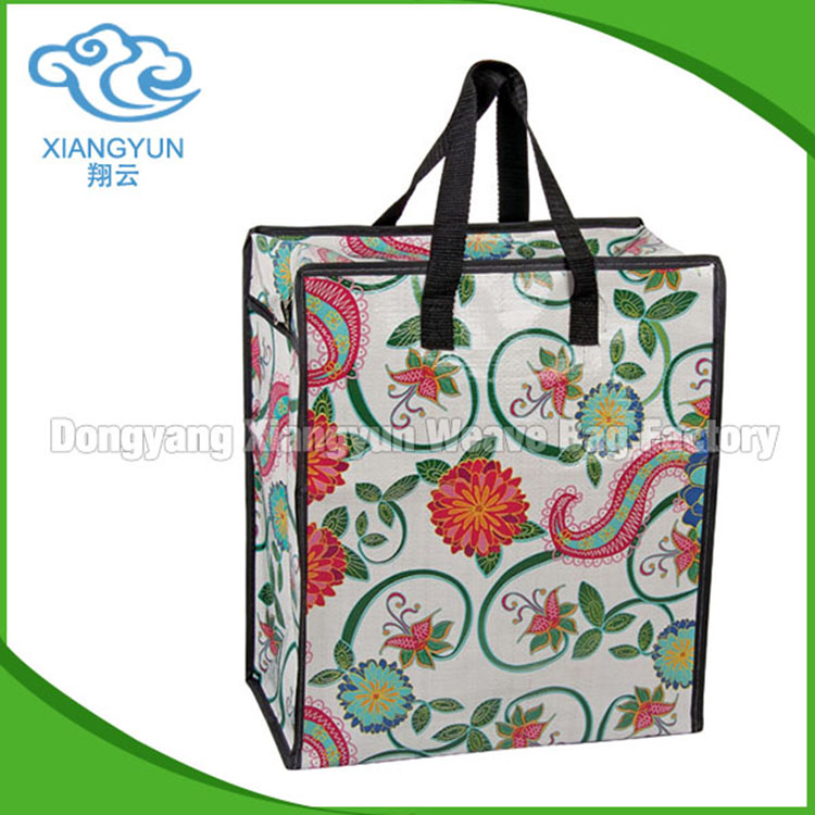 50cm Large PP Woven Shopping Bag Shopping Tote Bag With Gusset Zip