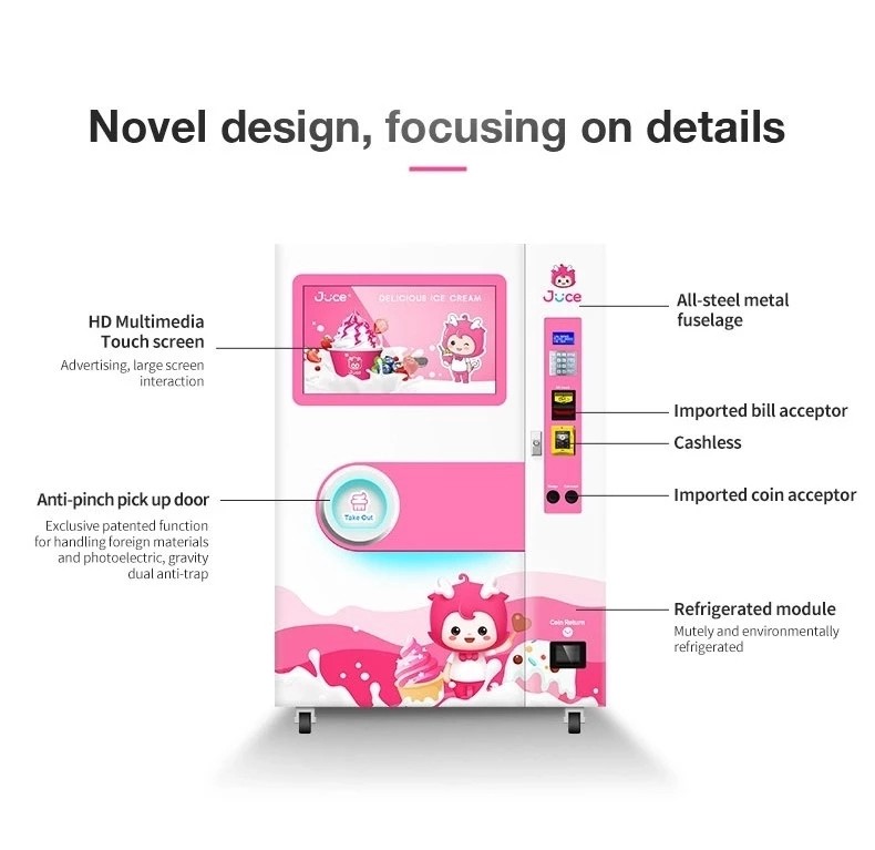 Automatic Self Service Soft Ice Cream Vending Machine For Food / Beverage Shops