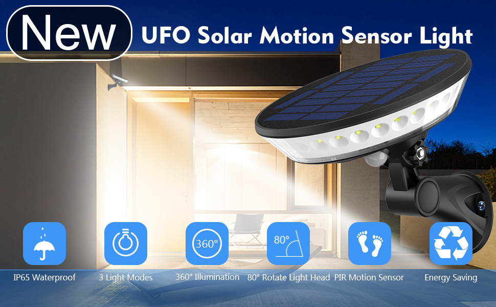 RoHS IP65 1.2V Solar Motion Sensor Wall Light Ufo Solar Lights For Garden