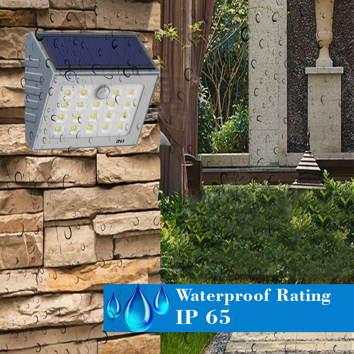 Solar Motion Sensor Light Outdoor, 19 LED Wall Light Solar Powered Garden Light, Waterproof Wireless Security Lights