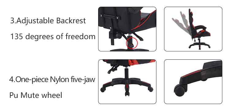 RGB Light Ergonomic Racing Chair 120mm-128mm Seat Height Race Car Office Chair