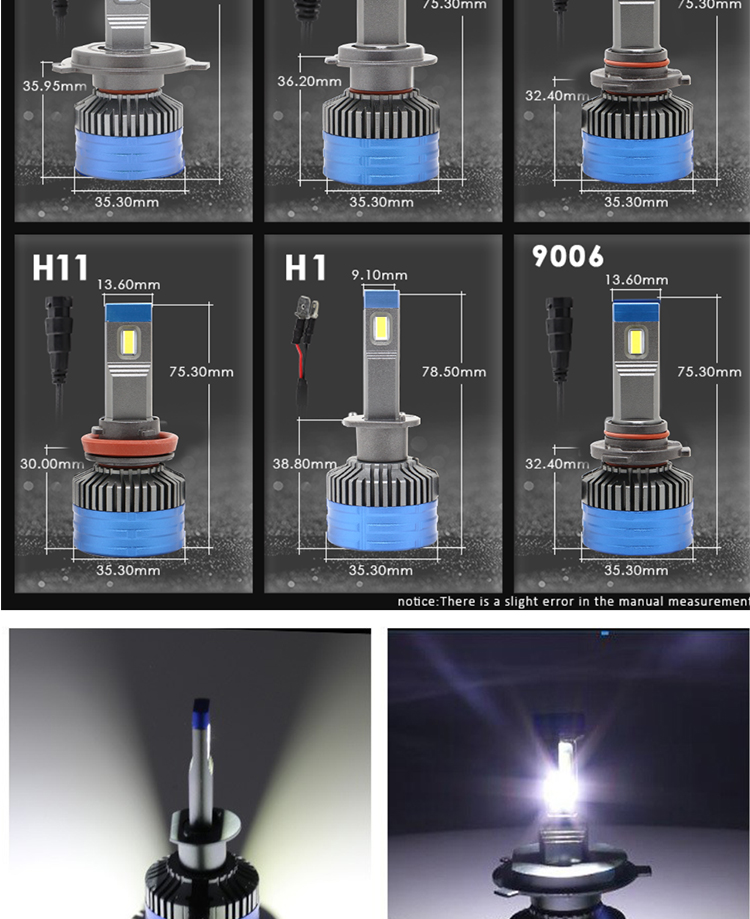 H4 H7 H11 LED Car Headlight Bulbs 3570 Csp 9006 BH4 H8 Led Fog Lamp For Motorcycle