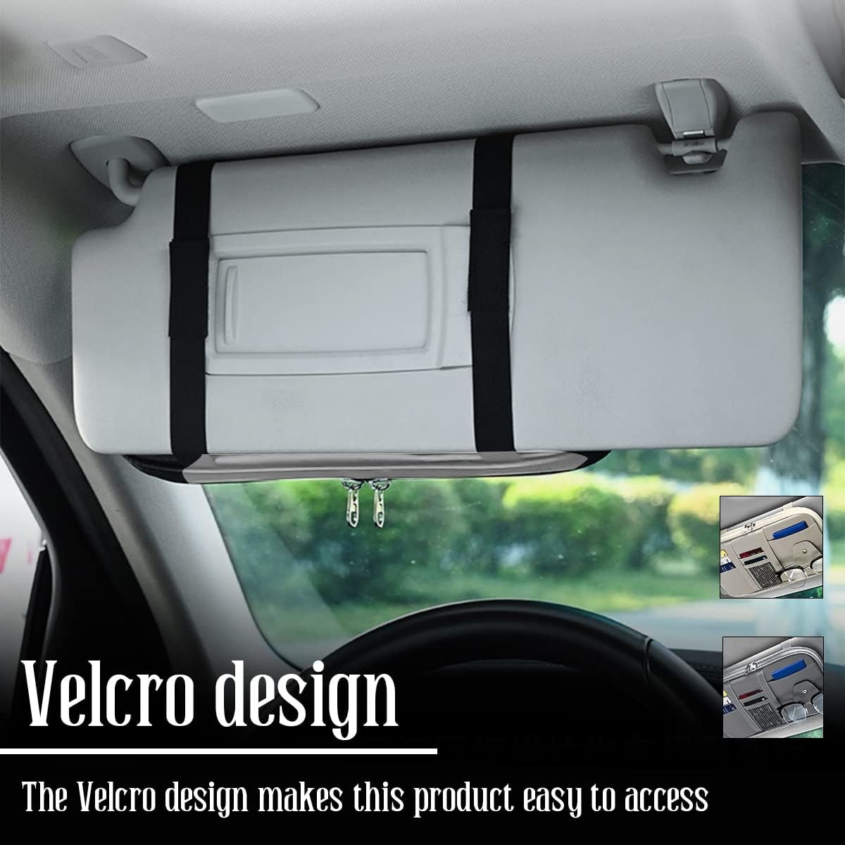 Car Sun Visor Organizer, Sunglass Holder and Storage Pocket, Card Cash Pouch with Multi-Pocket Net Zipper, Case Bag