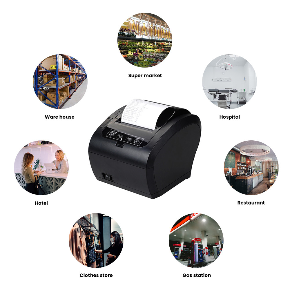 Wireless WIFI/BT 203 dpi Restaurant Receipt Printer / 260mm/s Pos System Printer