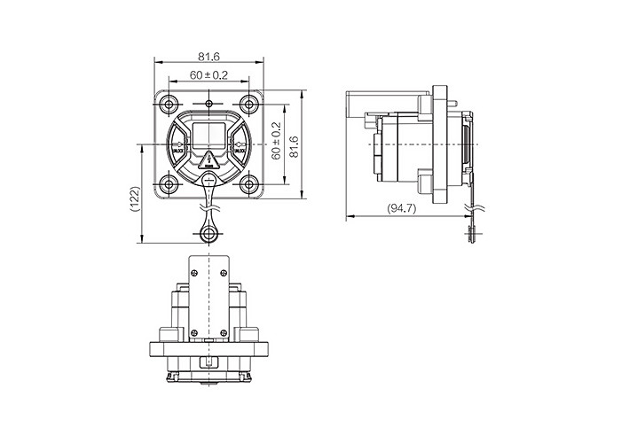 Single Phase 32A Electric Vehicle Charging Plug Straight Angle