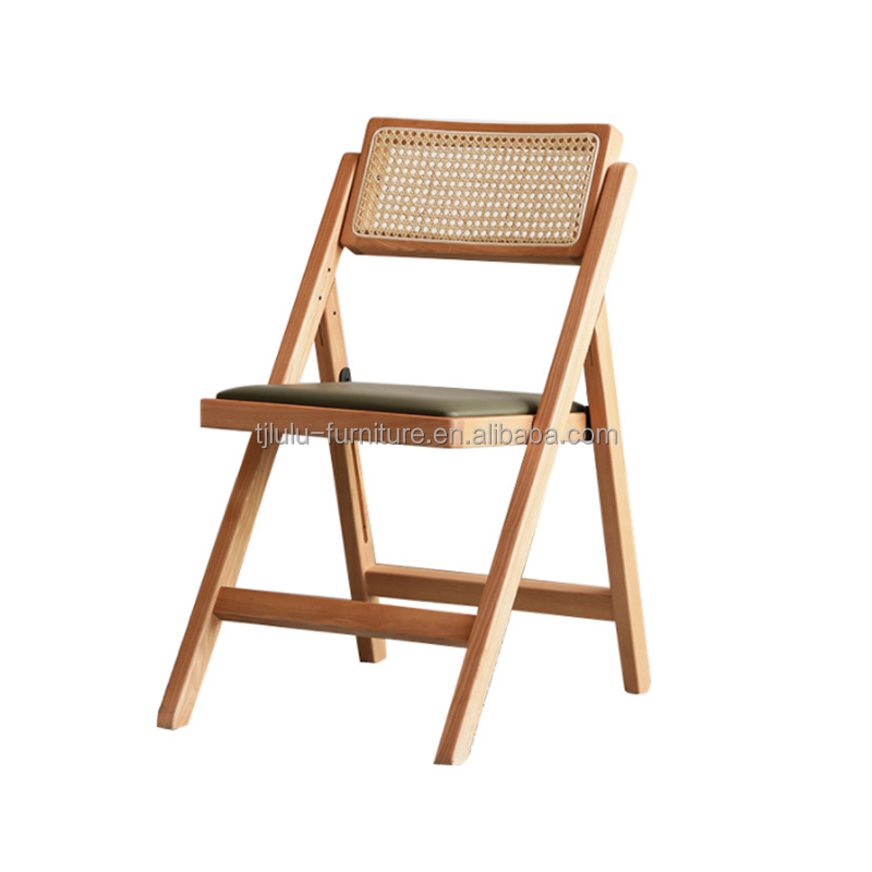 Solid Wood Rattan Frame Natual Rattan Dining Chair Folded Yes for Events in Modern Furniture Restaurant