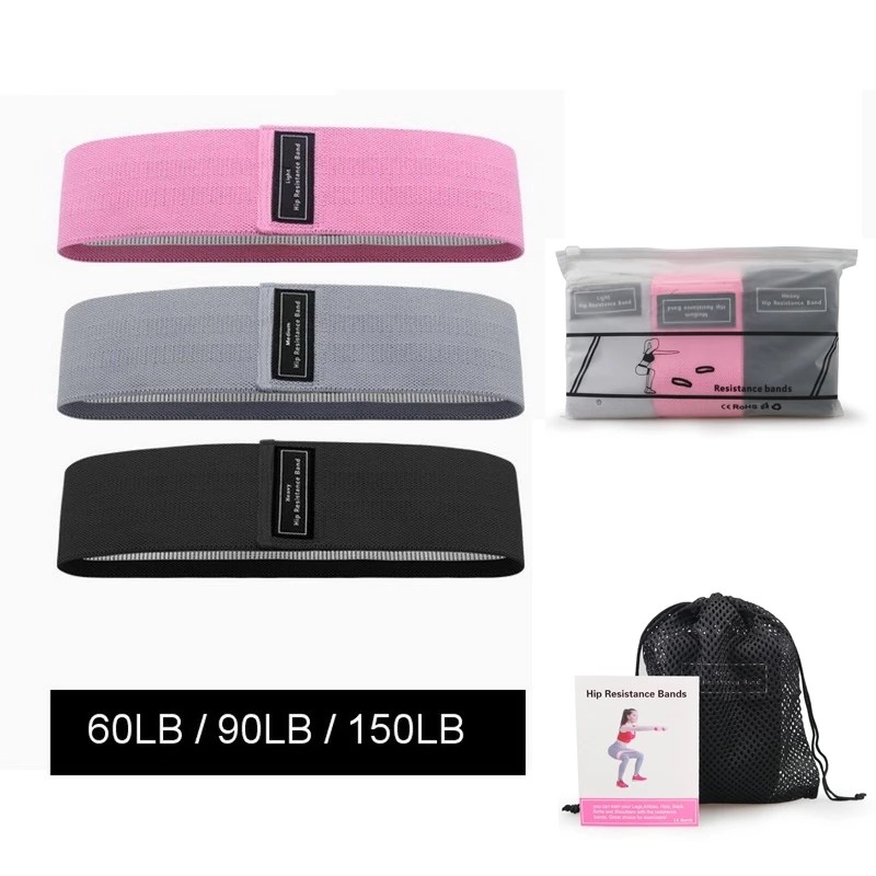 8CM Width Fitness Rubber Expander Elastic Polyester 3 In 1 Resistance Exercise Band Set For Home Workout