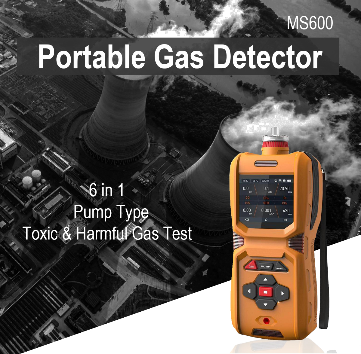 VOC PID Portable Multi Gas Detector MS600 With Sampling Pump