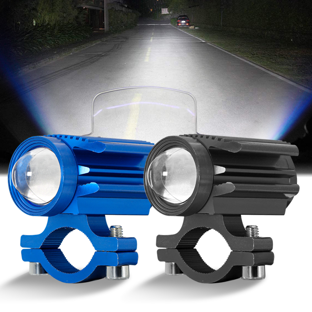 White Yellow Flash Motorcycle Spotlight LED Light External Mini Driving Light