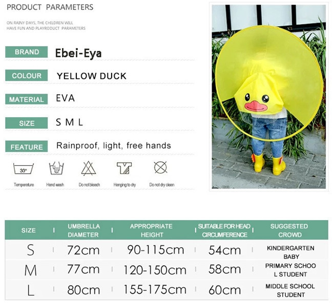 Multi Sizes Childrens Rain Poncho Yellow Duck Environment Material Waterproof