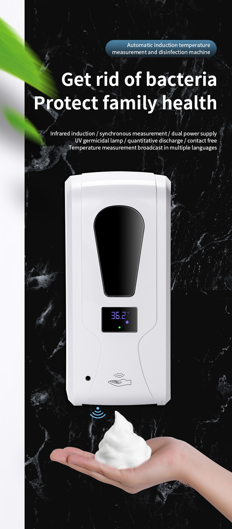 KZ208E Hygiene Infrared Sensor Activated Soap Dispenser 1000ml For No Touch Washing
