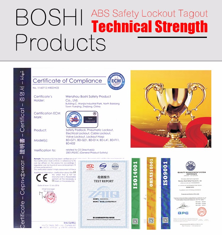 BOSHI OEM steel 6 padlock holes clamp on safety hasp lockout with handle
