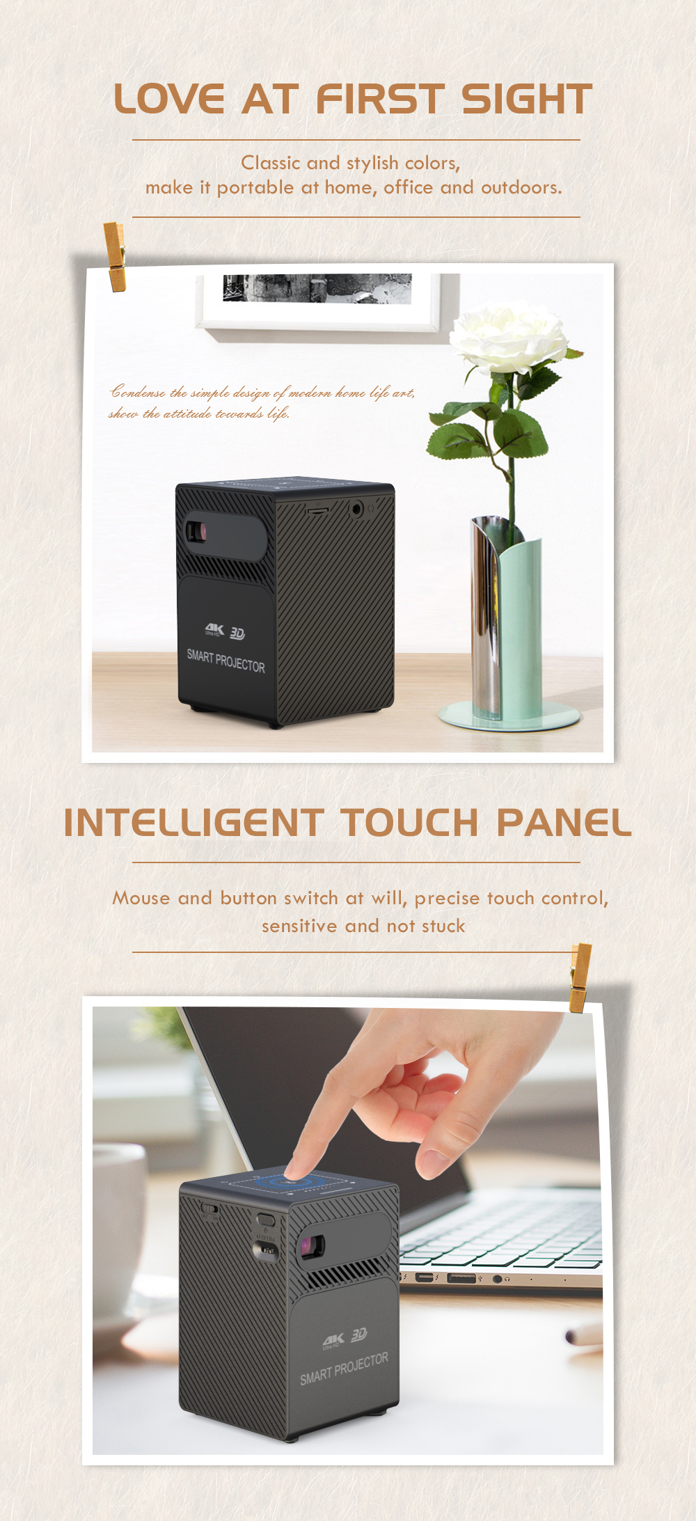Flyin P18 Free Style Home TheaterSmart Portable DLP LED Mini Pocket Black Wireless Customizable Projector