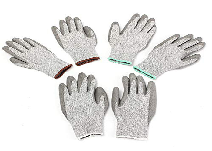 Non Slip PU Palm Cut Resistant Work Gloves / Cut Level 5 Safety Gloves High Performance