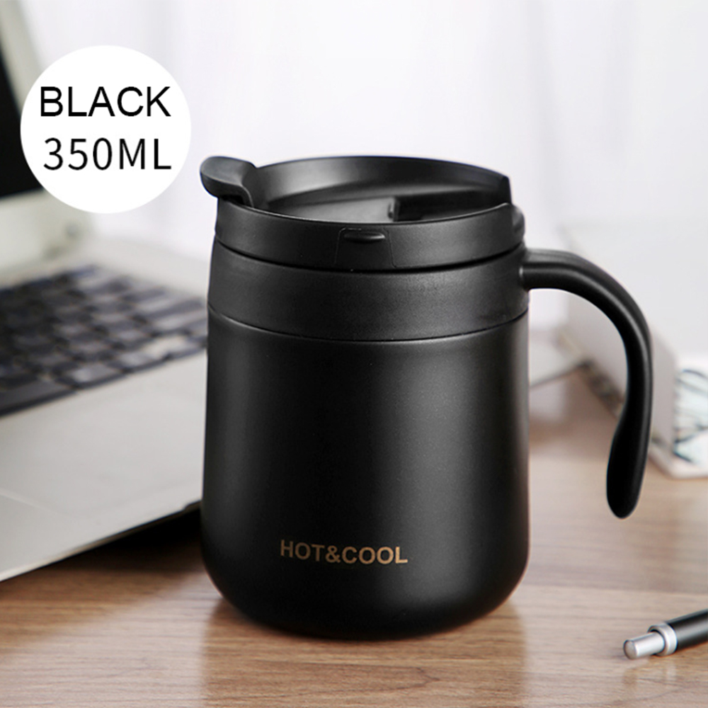 350ml Custom Mugs With Logo, Promotional Insulated Coffee Or Tea Mugs With Lid And Handles