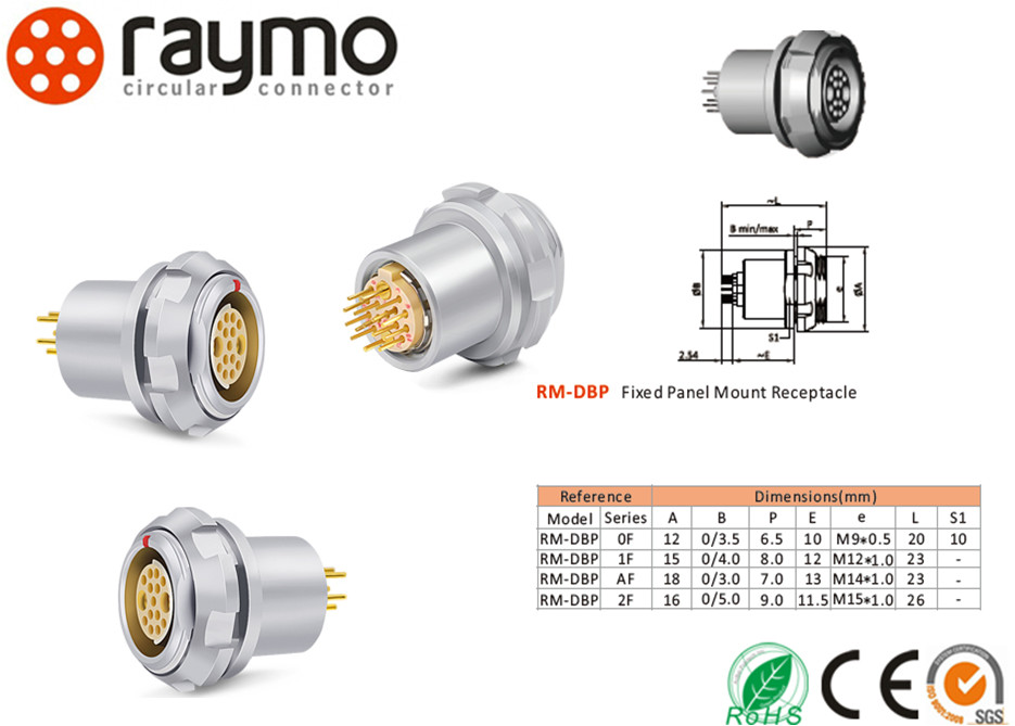 10 Pin 12 Pin 15 Pin Printed Circuit Connectors , Pcb Circular Connector 90 Degree Contacts
