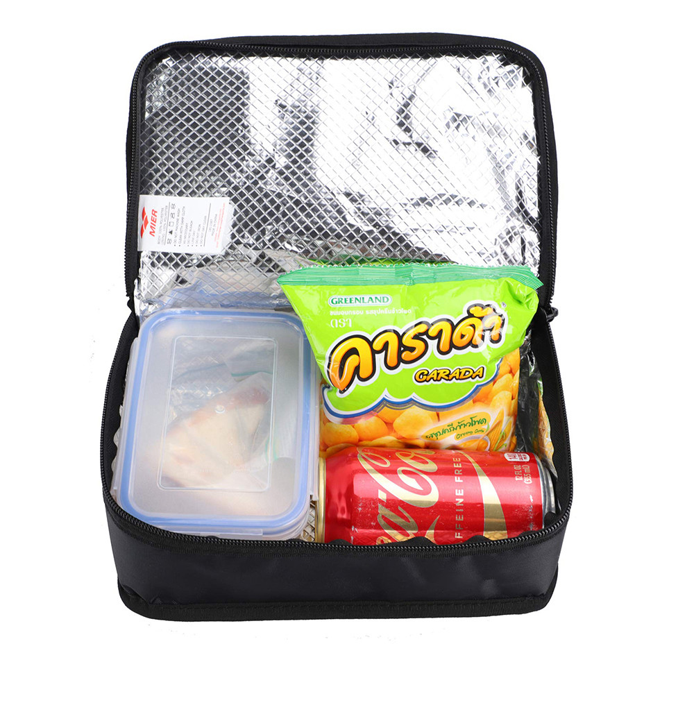 Durable Black Small Kids Lunch Bag Tote Reusable Soft Cooler Bag for Adult