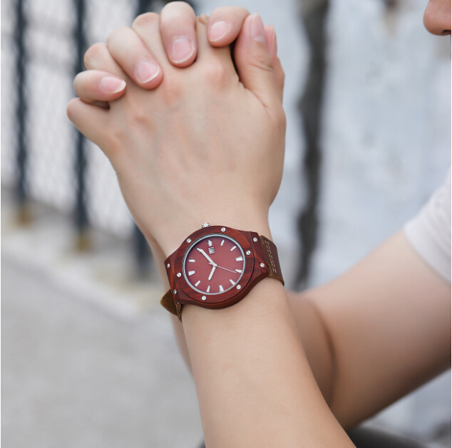 Analog Dial Display Custom Design Watches , Men'S Waterproof Wood Watch