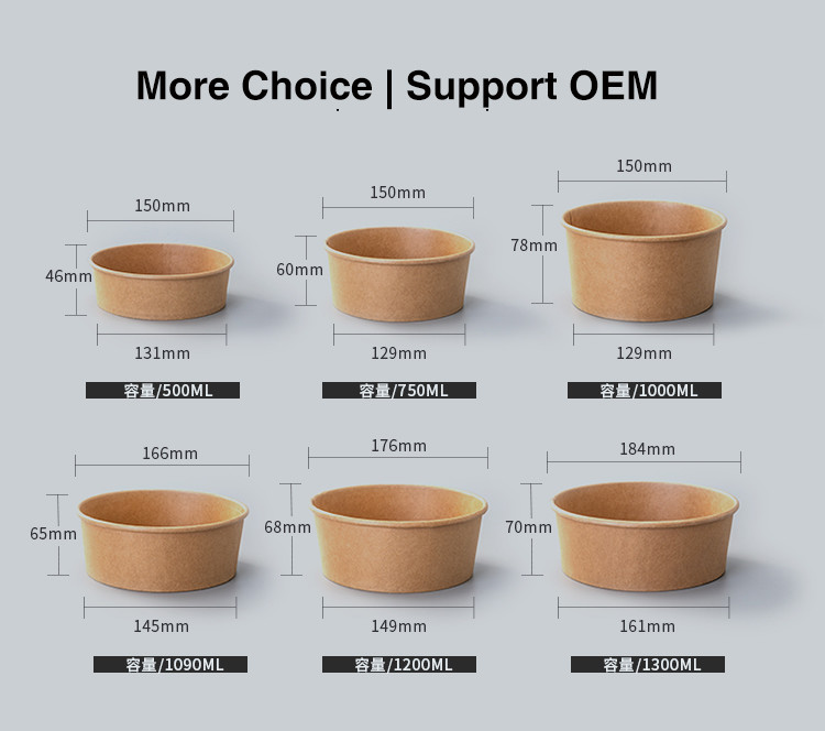 Eco Friendly Kraft Disposable Food Storage Containers With Lids
