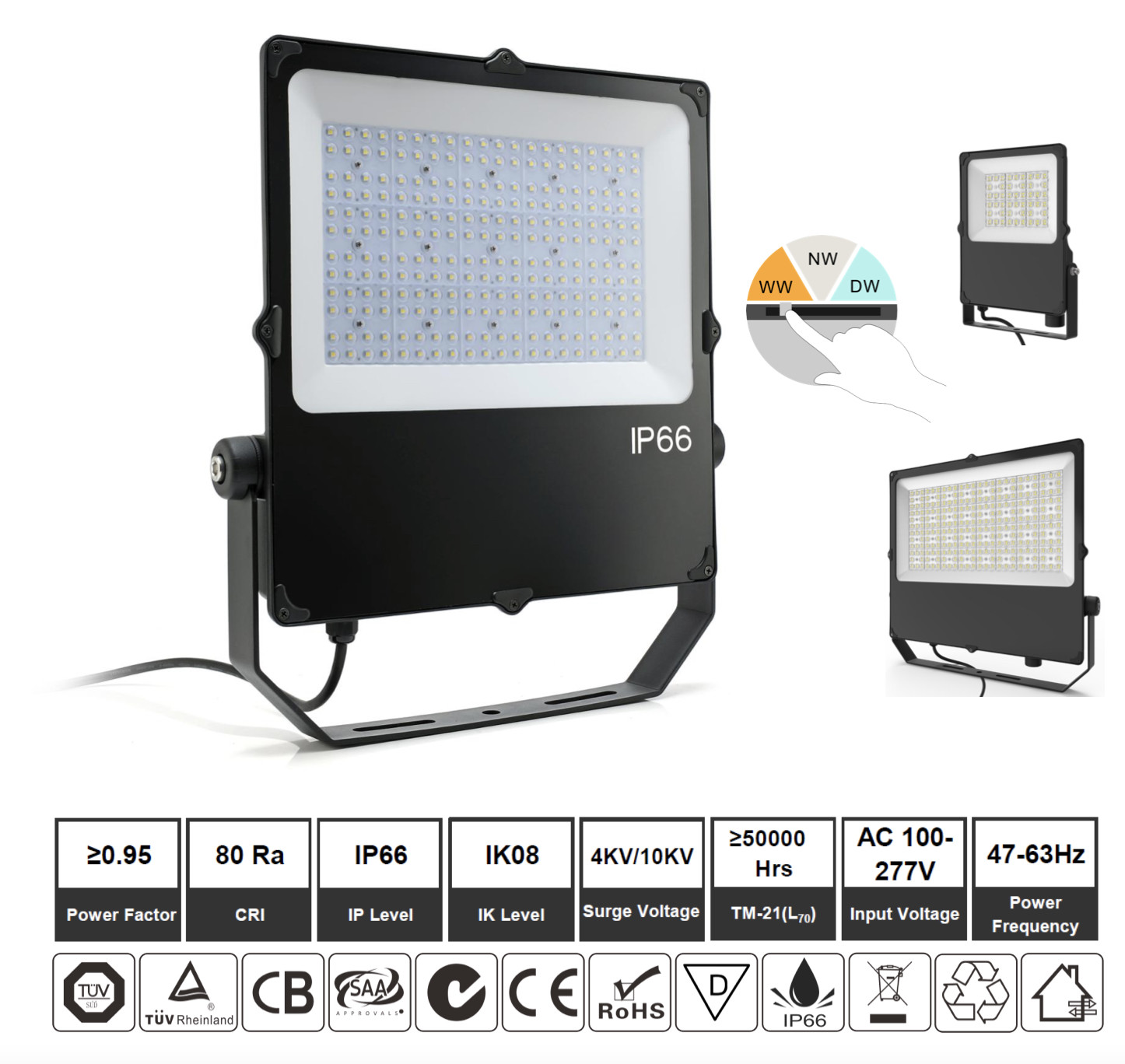 IP65 Waterproof LED Floodlight Outdoor Ultra Bright Flood lights Coastal Applications