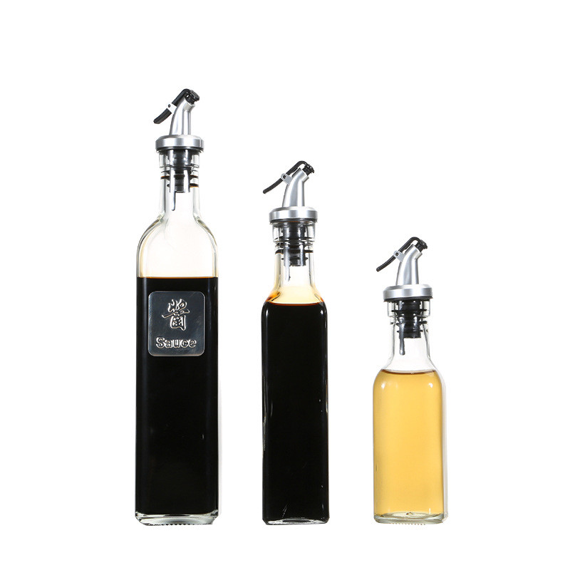 250ml 500ml Glass Olive Oil Dispenser Bottles Clear Vinegar Cruet with Pourers Oil
