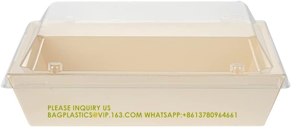 20 Ounce Compostable Food Containers, Rectangle Wooden Bento Boxes - Flare, Grease Resistant, Natural