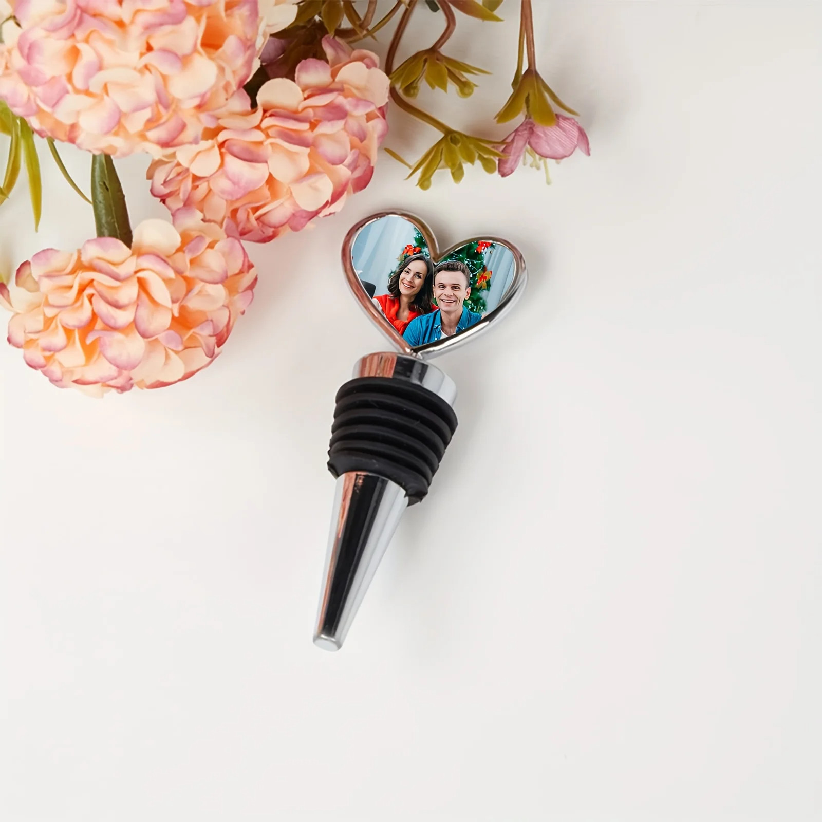 Custom Photo & Name Wine Stopper Ideal Valentine'S Day Gift With Reusable Silicone Cork