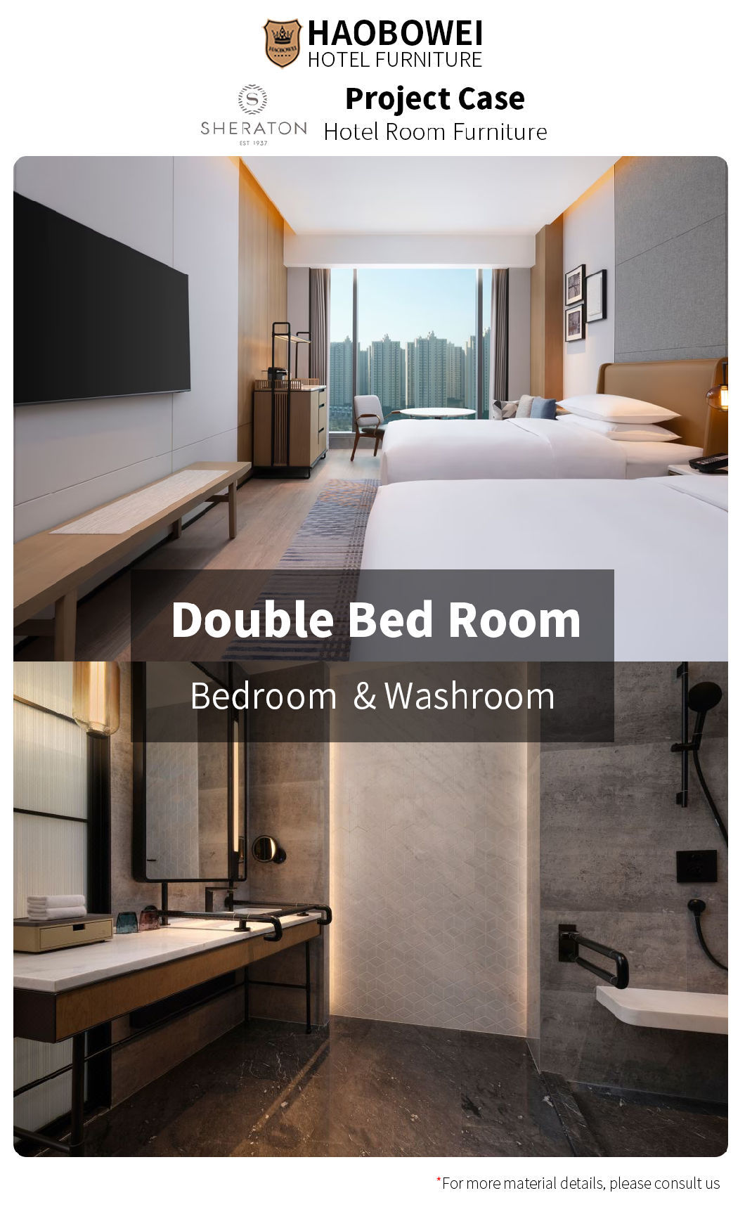 Wholesale Business Hotel Furniture Modern Standard King Size Bedroom Set 5 Star