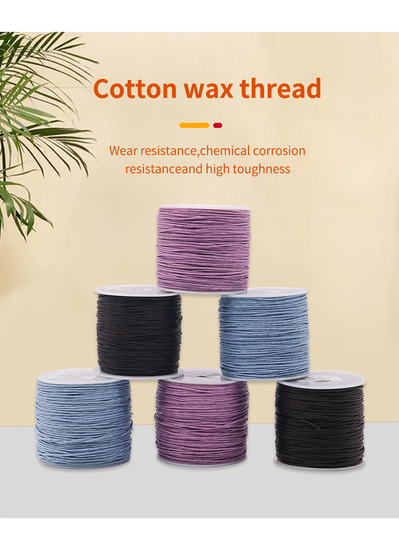 100% Cotton Roll Cord Waxed Thread Cord String Strap for Jewelry Making Plastic Cone