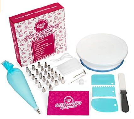 FBT010603 cake decoration kit include turntable stand,piping tips,icing bags,spatula etc.