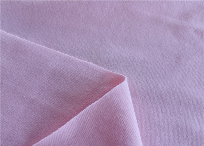 Pink Knitted Fabric Lycra Cotton Single Jersey 32S Cotton Spandex