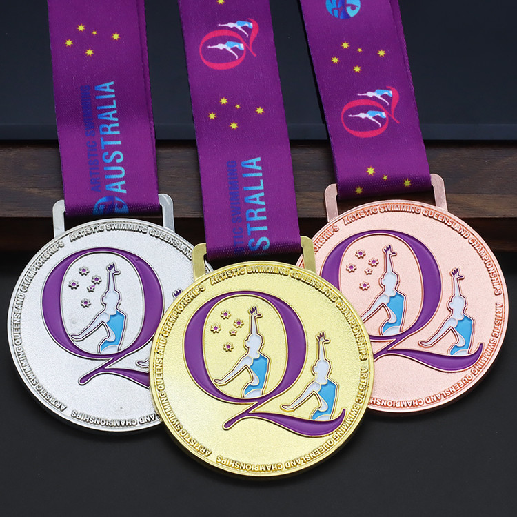 Wholesale Custom Medal Logo Medallion Soft Enamel Gold Silver Marathon Running Custom Metal Sport Medal