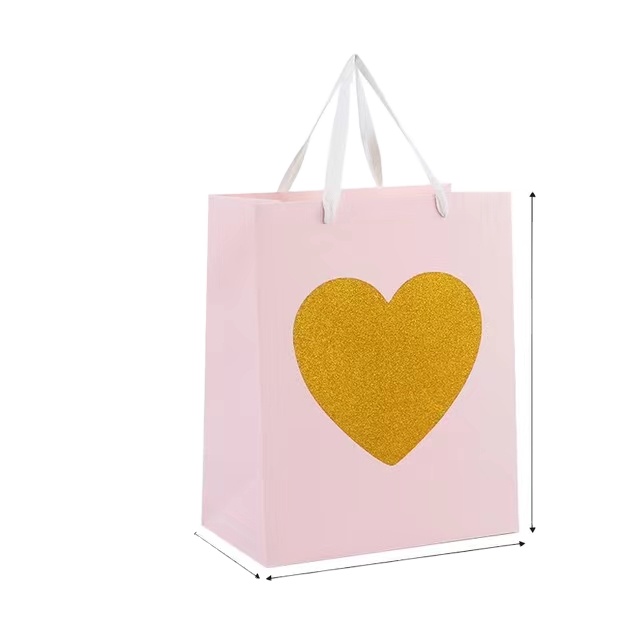 CMYK 4 Color Custom Printed Paper Bags Boutique Pink Jewellery Paper Bags
