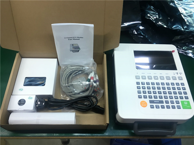 7" 12 Channel ECG Machine EKG Electrocardiograph Cardiac Monitoring Manual Auto Working Modes
