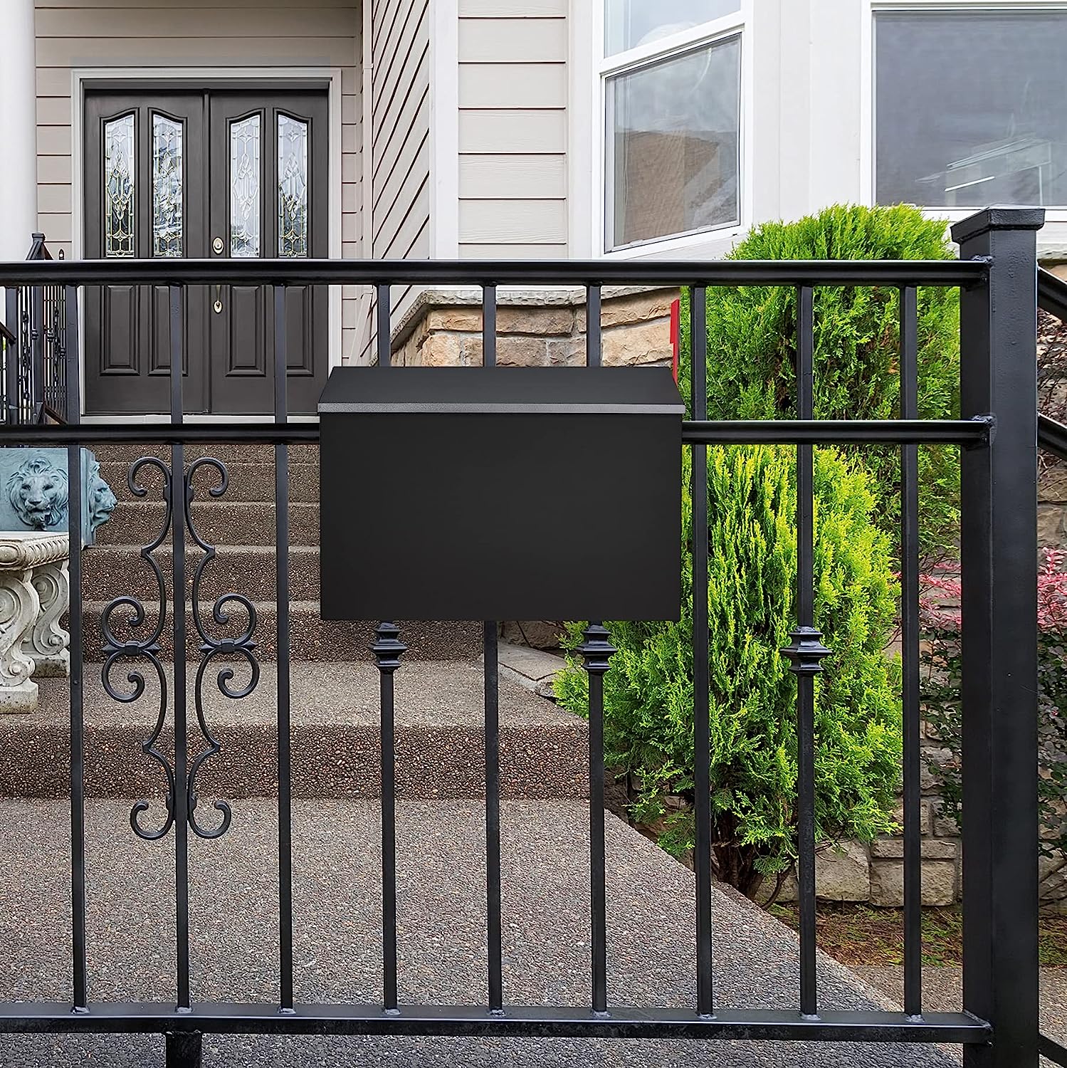 0.8mm Thickness Print Custom Logo Black Powder Coated Wall Mounted Mailbox for Outdoor