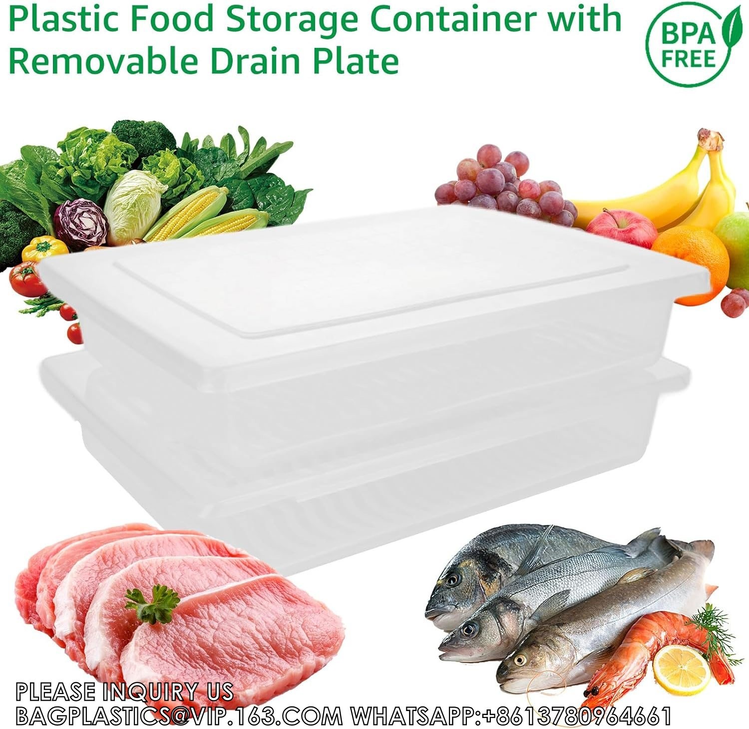 Fridge Plastic Refrigerator Organizers Stackable Refrigerator Organizer Bins With Removable Drain Plate And Lid