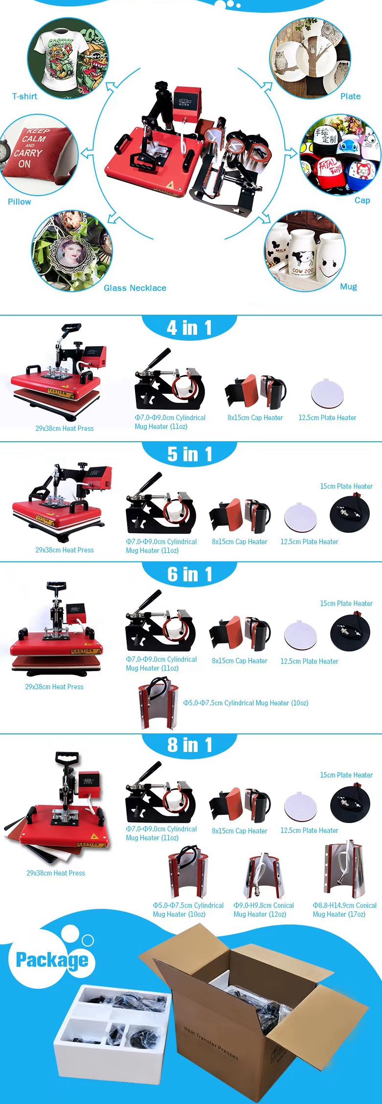 Semi Automatic 220V 8 In 1 Heat Press Machine For T Shirt