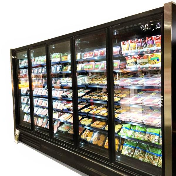 5 Door Upright Glass Door Cooler Merchandiser Self Contained For Meat Produce
