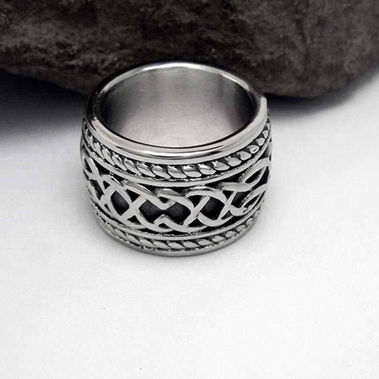 Vintage Old Titanium Stainless Steel with Sterling Silver Plated Band Ring ()