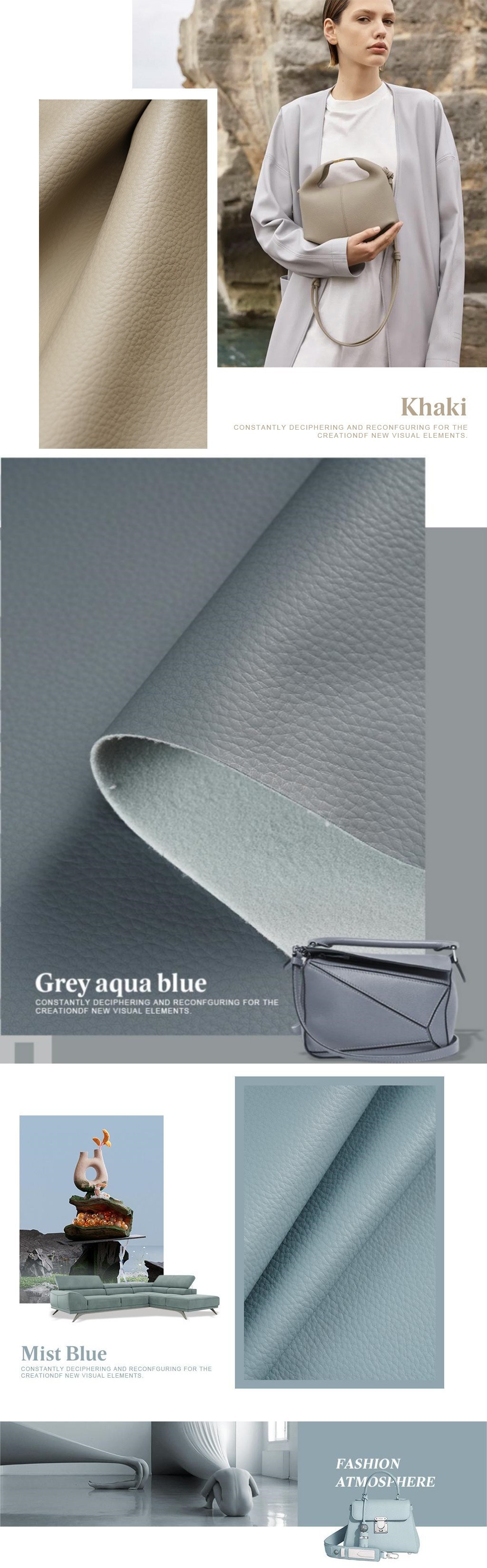 Litchi Grain Silicone Faux Leather For Furniture Sofa Customized